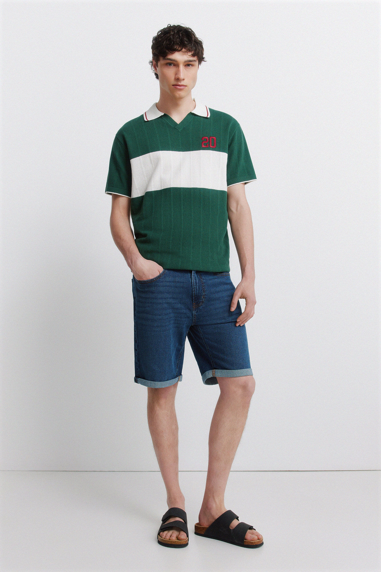 Springfield Bermudas de mezclilla b&aacute;sicas lavado oscuro slim fit