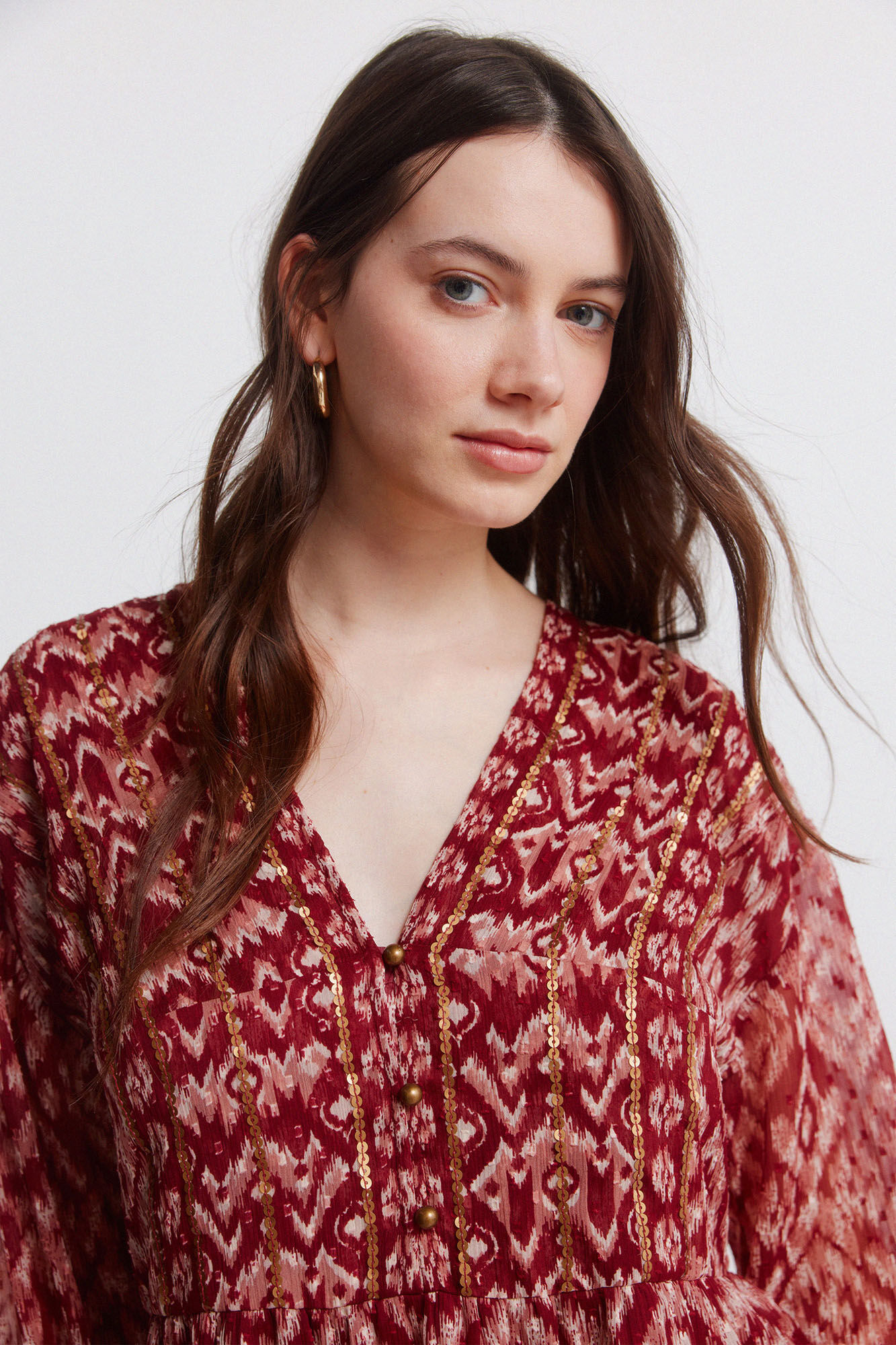 Springfield Vestido corto de gasa con lentejuelas