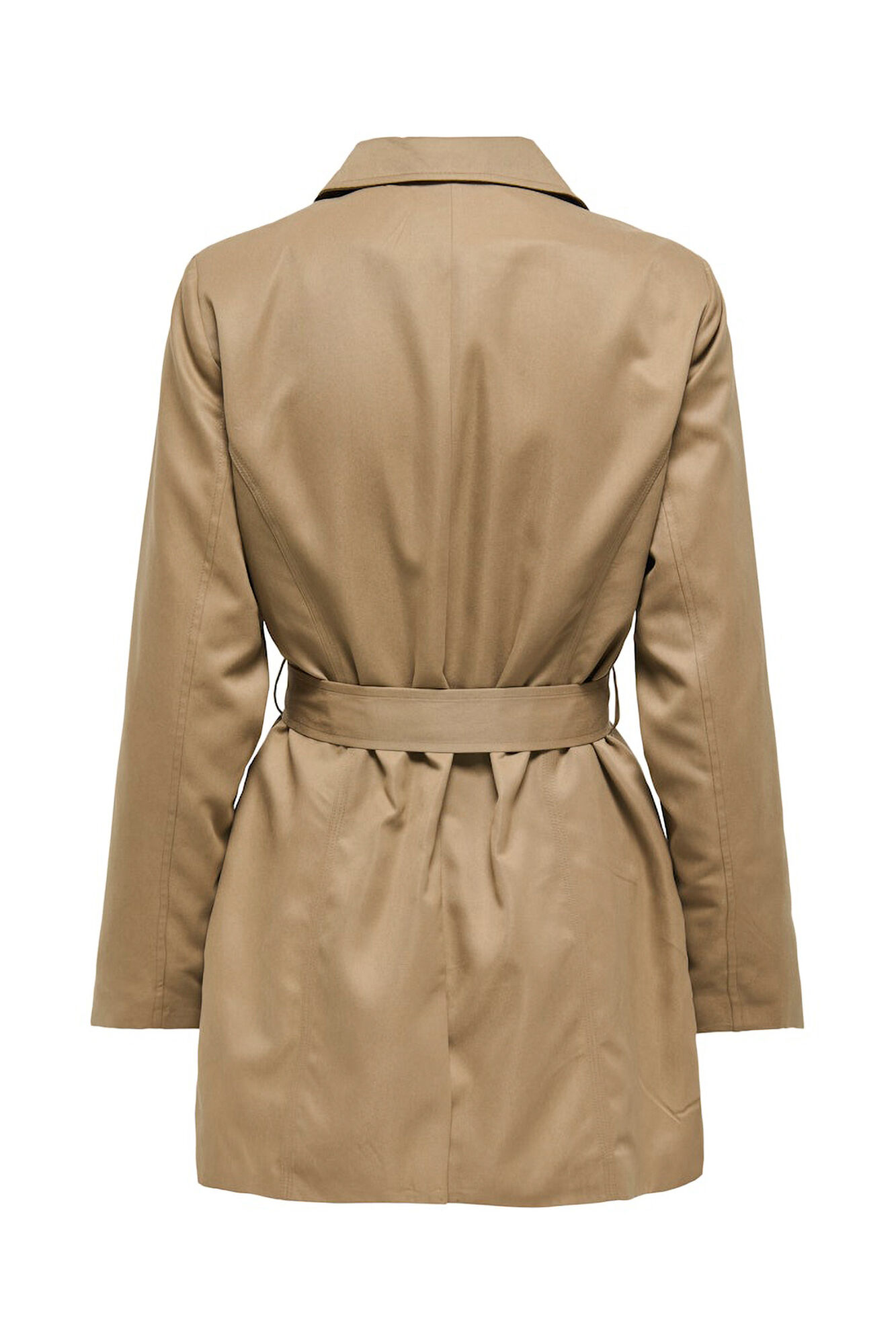 Only Gabardina midi con cintur&oacute;n caf&eacute;