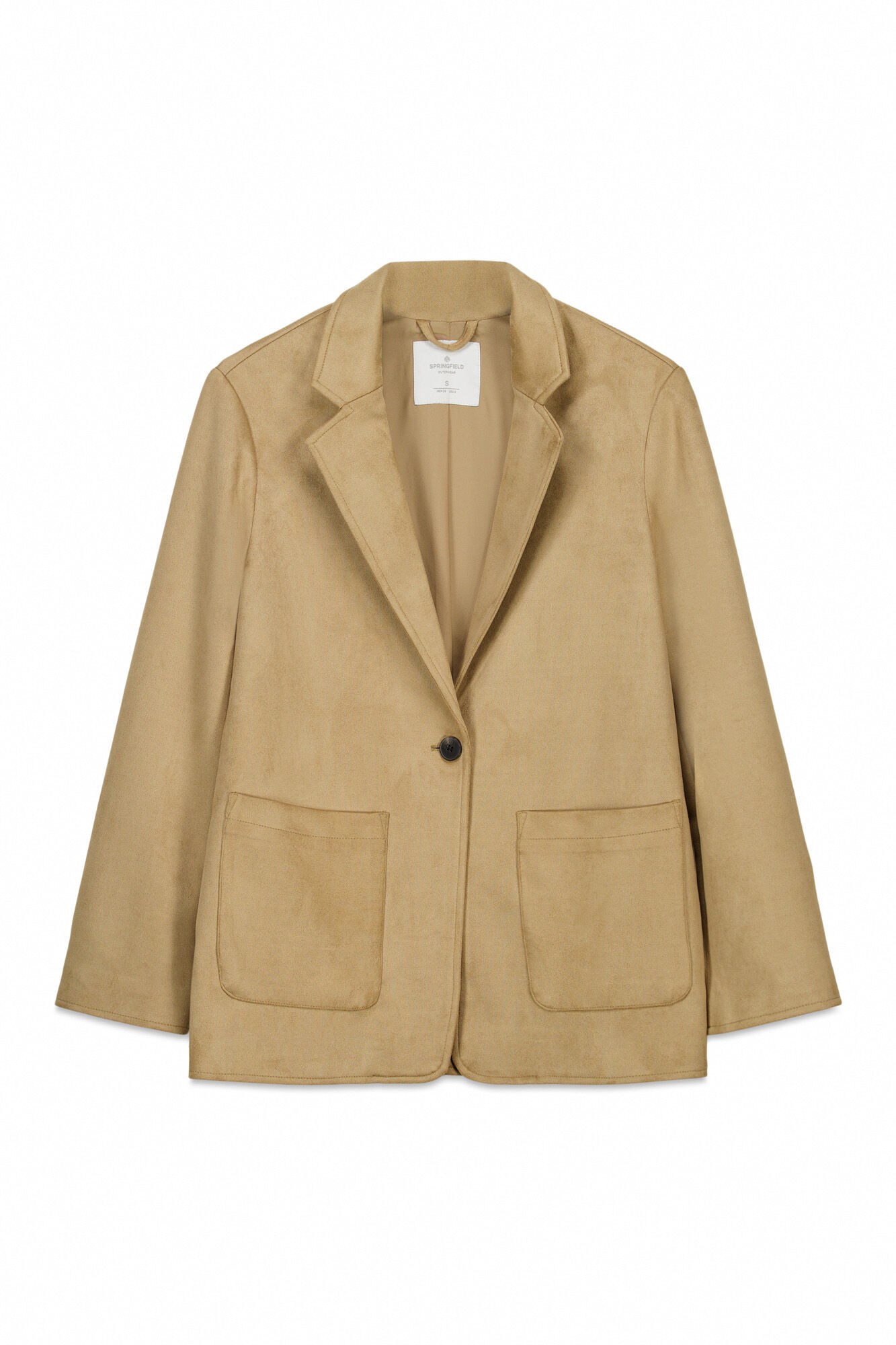 Springfield Blazer de ante sint&eacute;tico beige