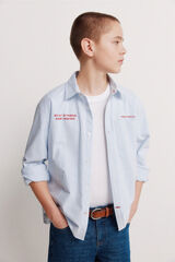 Springfield Kids Camisa para ni&ntilde;o a rayas de popel&iacute;n azul indigo