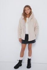 Springfield Kids chamarra de piel de niña beige