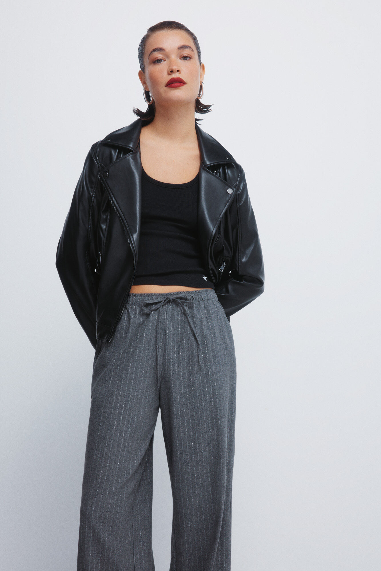 Springfield Pantalones jogger de rayas de l&uacute;rex gris