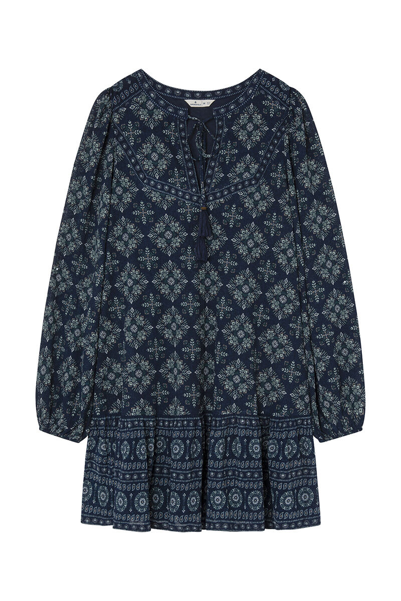 Springfield Vestido corto t&uacute;nica estampado azulado