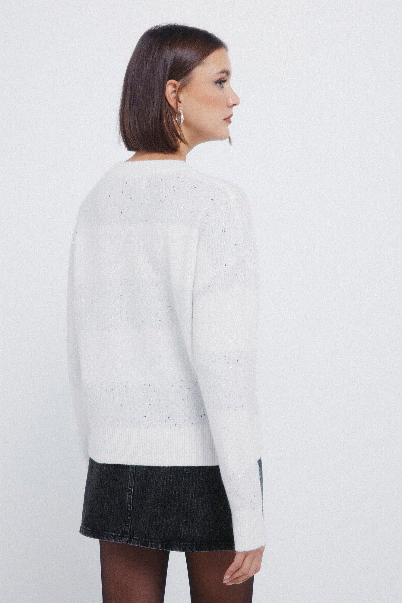 Springfield Jersey de rayas con lentejuelas caf&eacute;