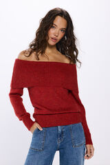 Springfield Suéter cuello vuelto escote hombros rojo