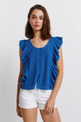 Springfield Blusa rom&aacute;ntica con volantes azul