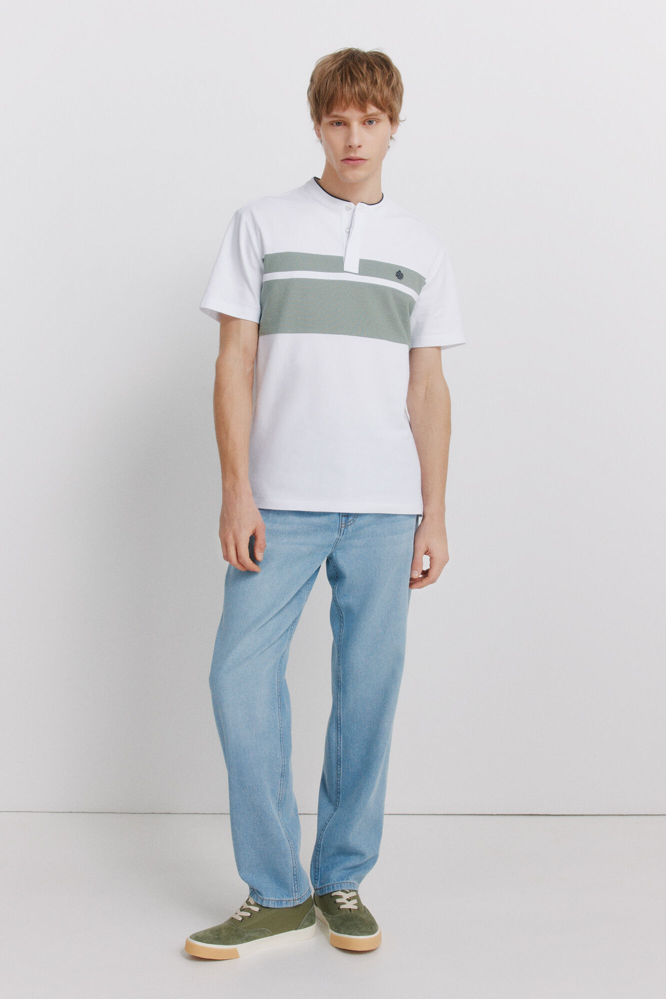 Springfield Polo de piqu&eacute; cuello mao bloque de color slim fit