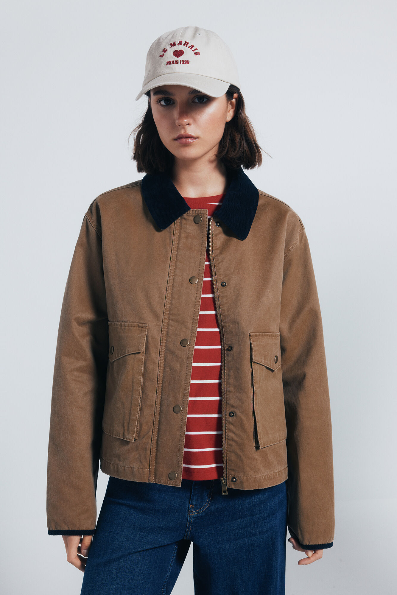 Springfield Chaqueta corta encerada beige