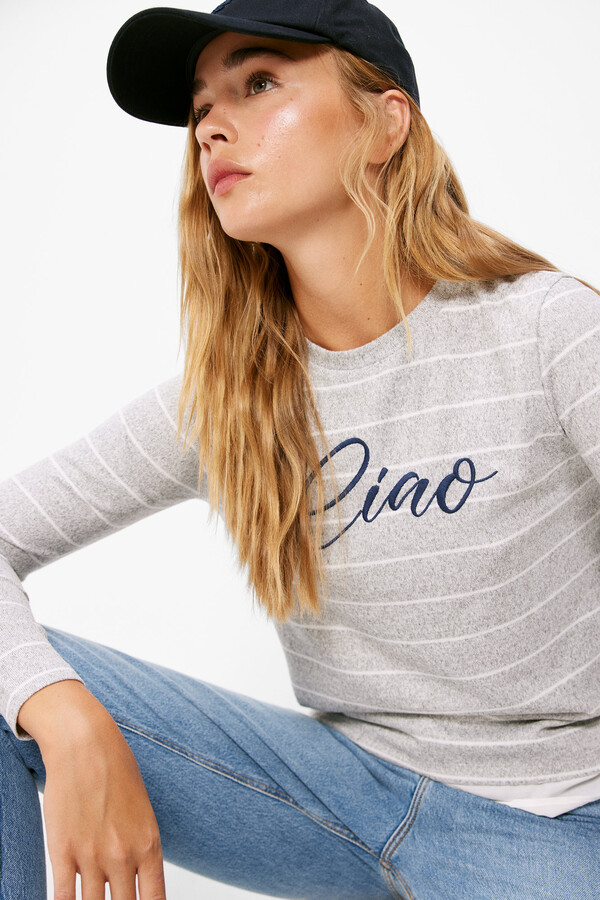 Springfield Playera "Ciao" Bimateria gris