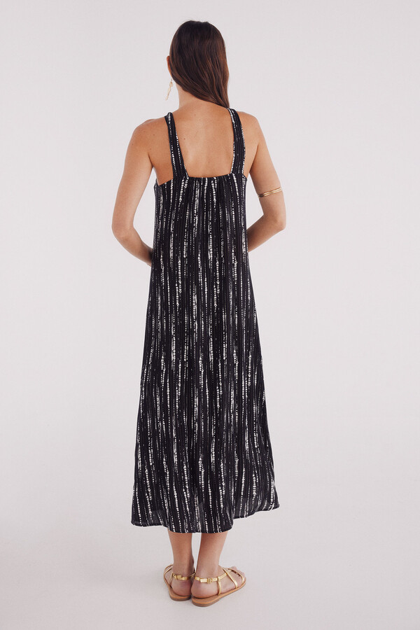 Springfield Vestido midi escote halter lúrex negro