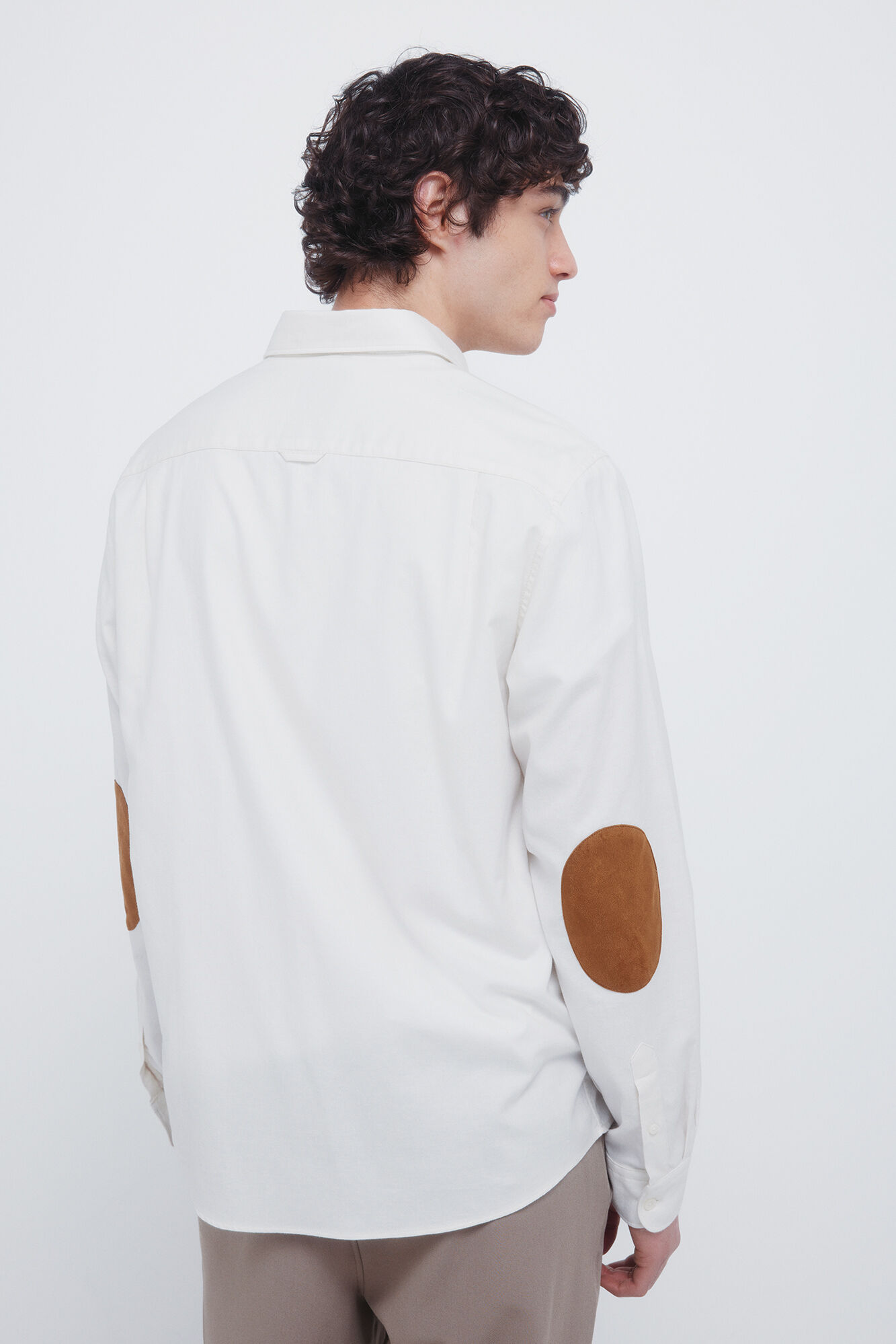 Springfield Camisa de franela con coderas natural