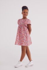 Springfield Vestido flores niña fucsia