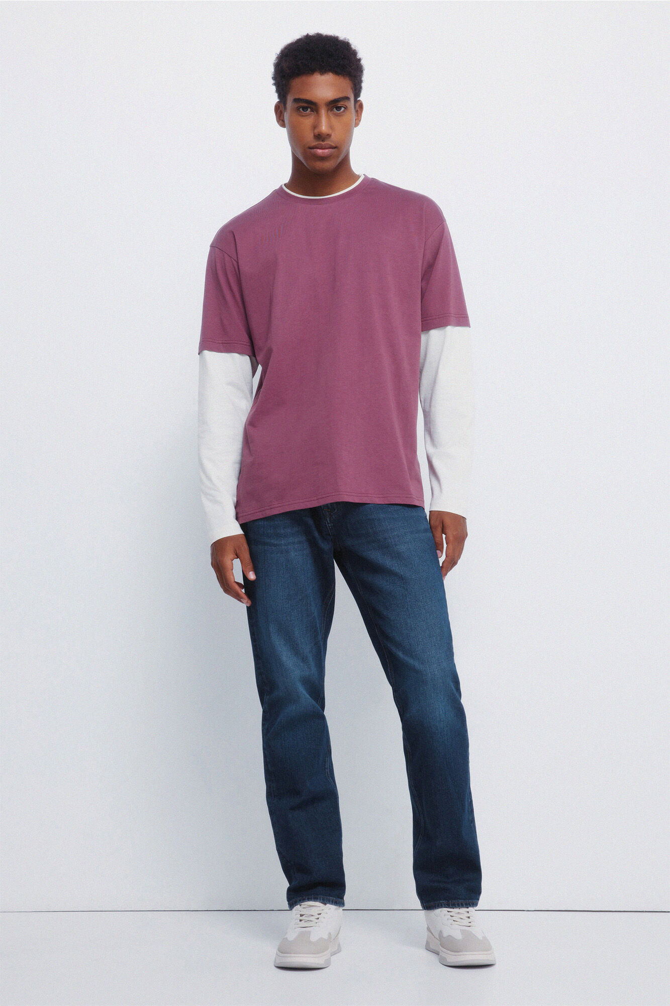 Springfield Playera de manga larga doble p&uacute;rpura