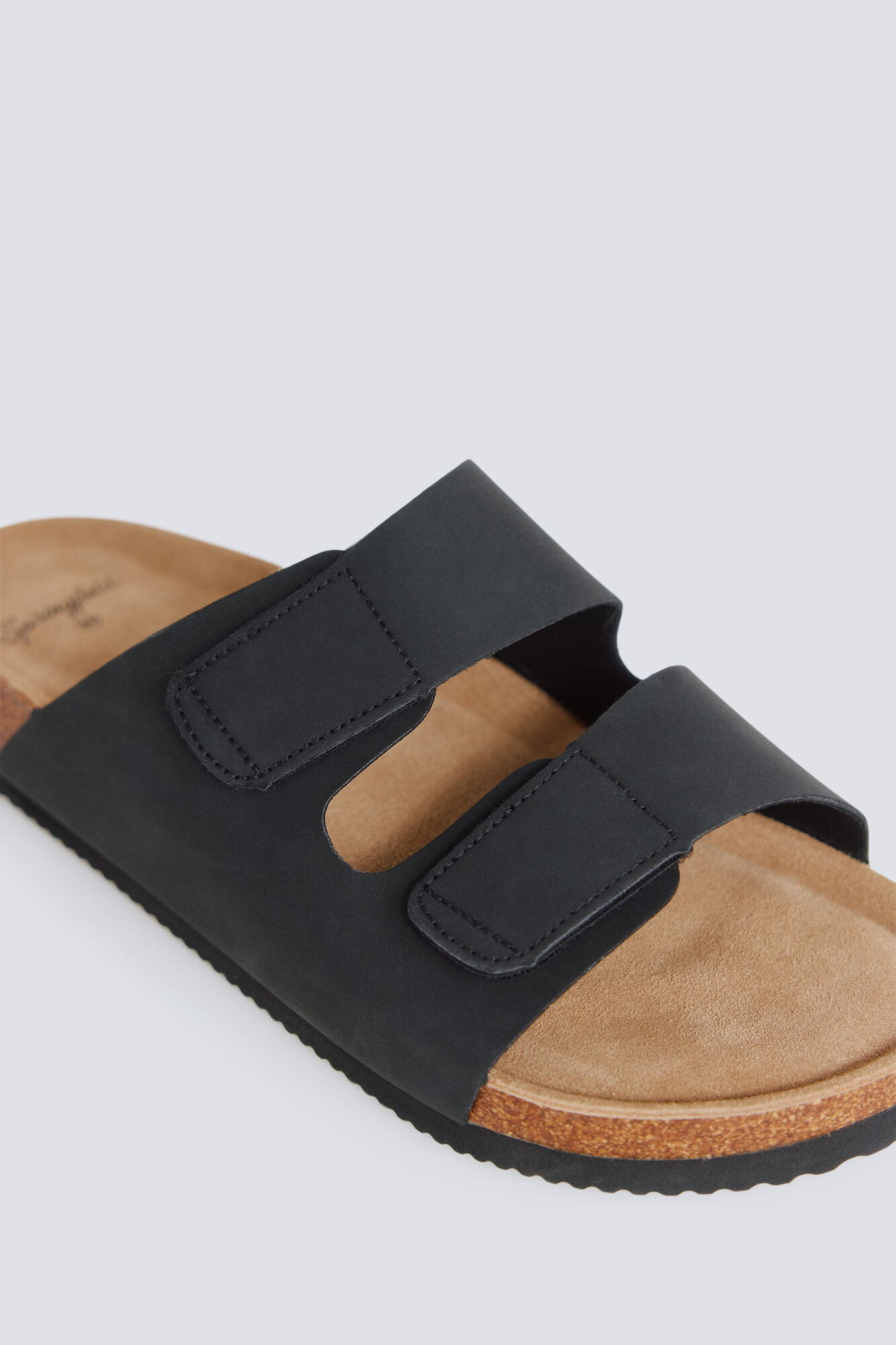 Springfield Sandalia de doble tira con velcro negro