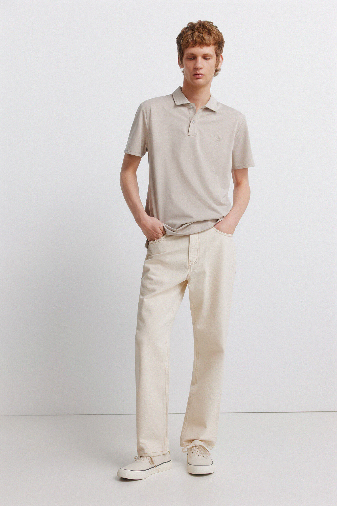 Springfield Polo liso slim fit beige