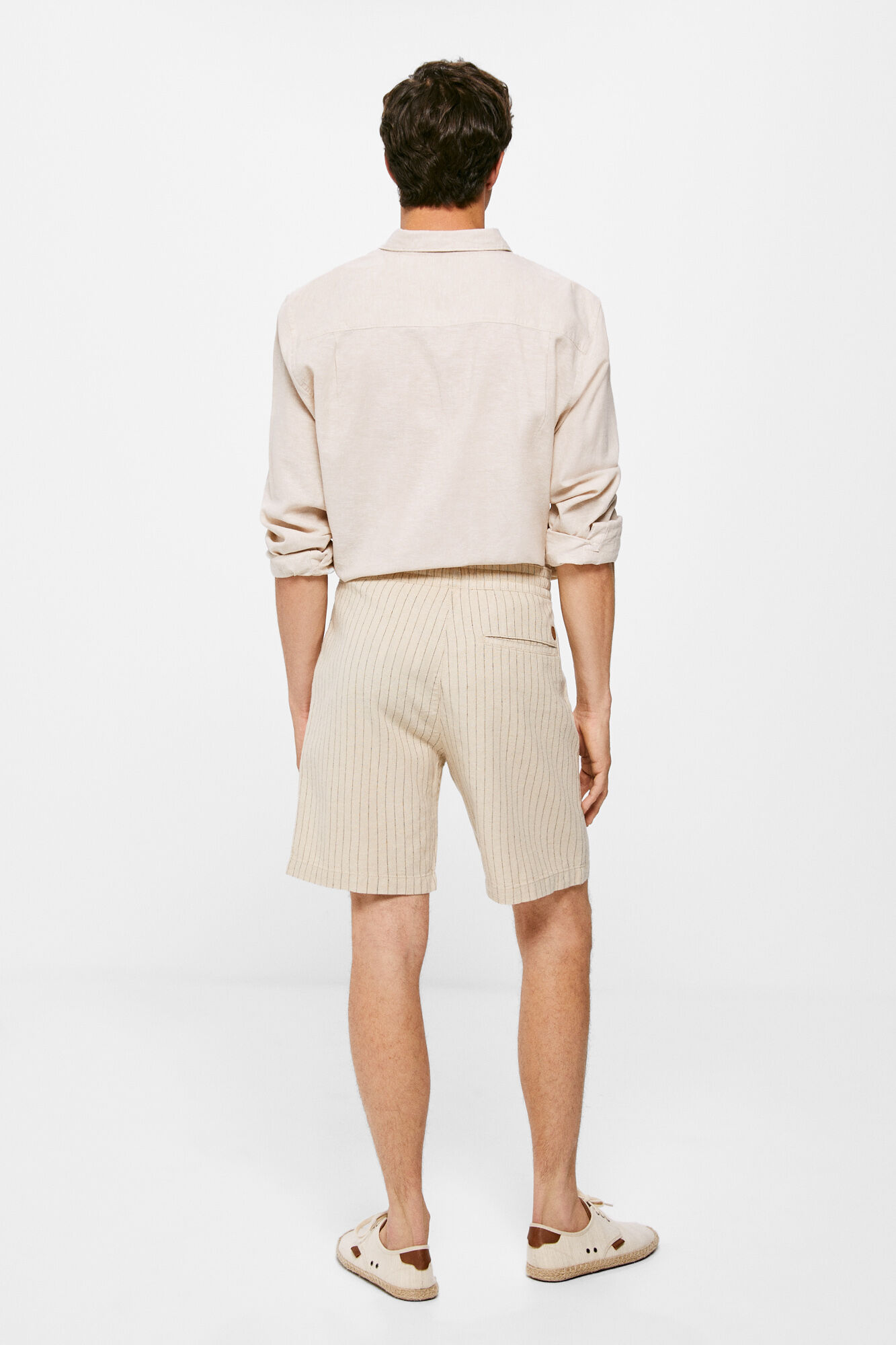 Springfield Bermuda lino rayas beige