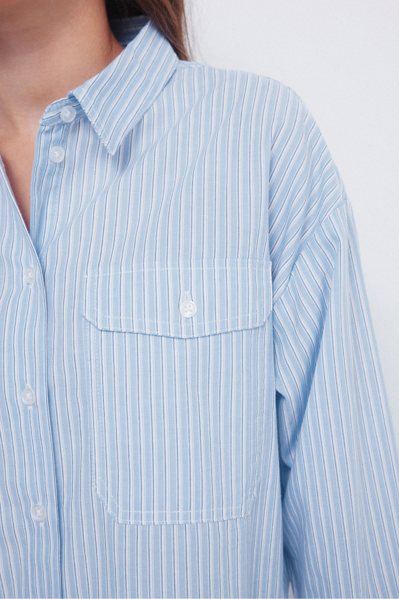 Springfield Camisa oversize con bolsillo de parche azul