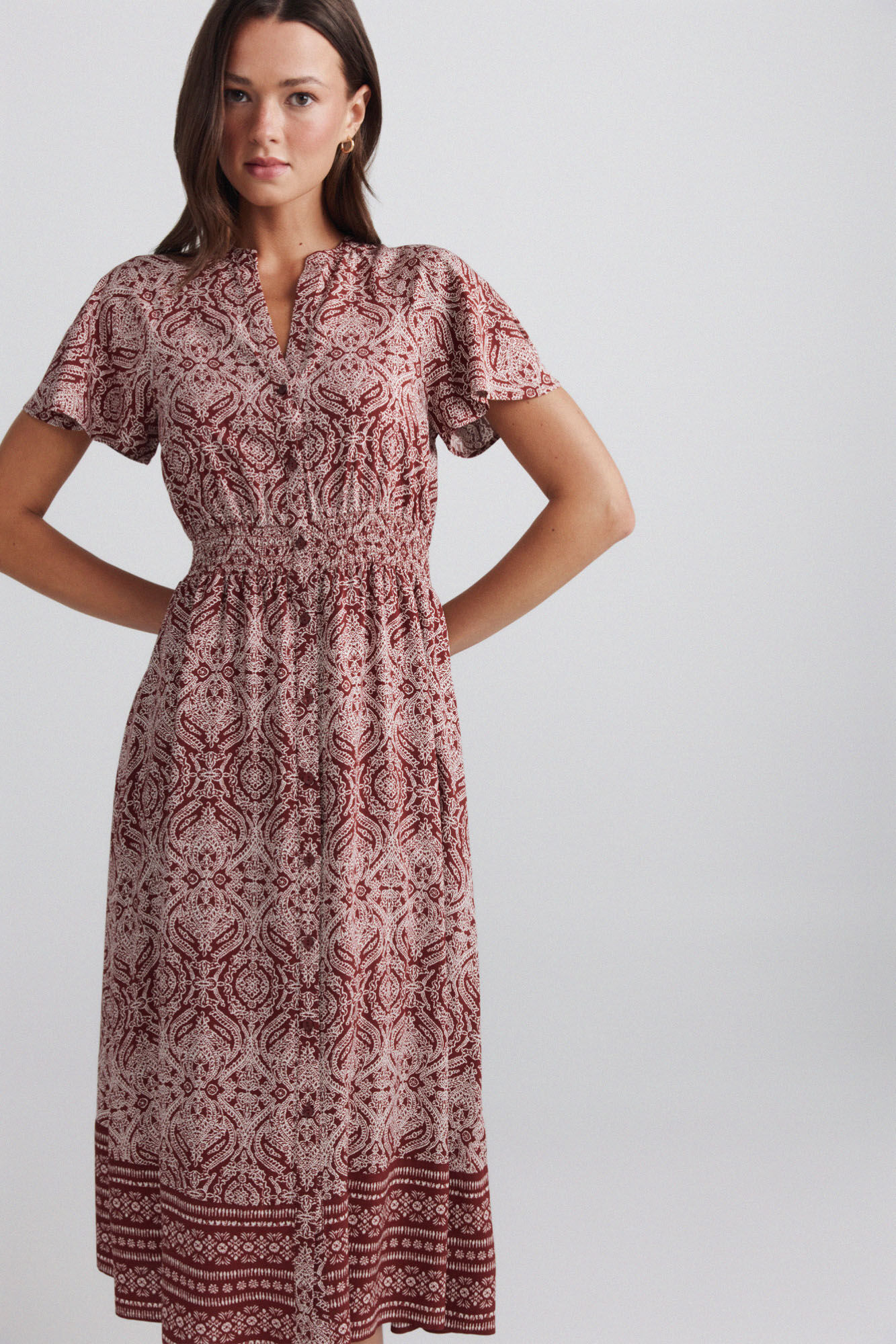 Springfield Vestido midi camisero estampado