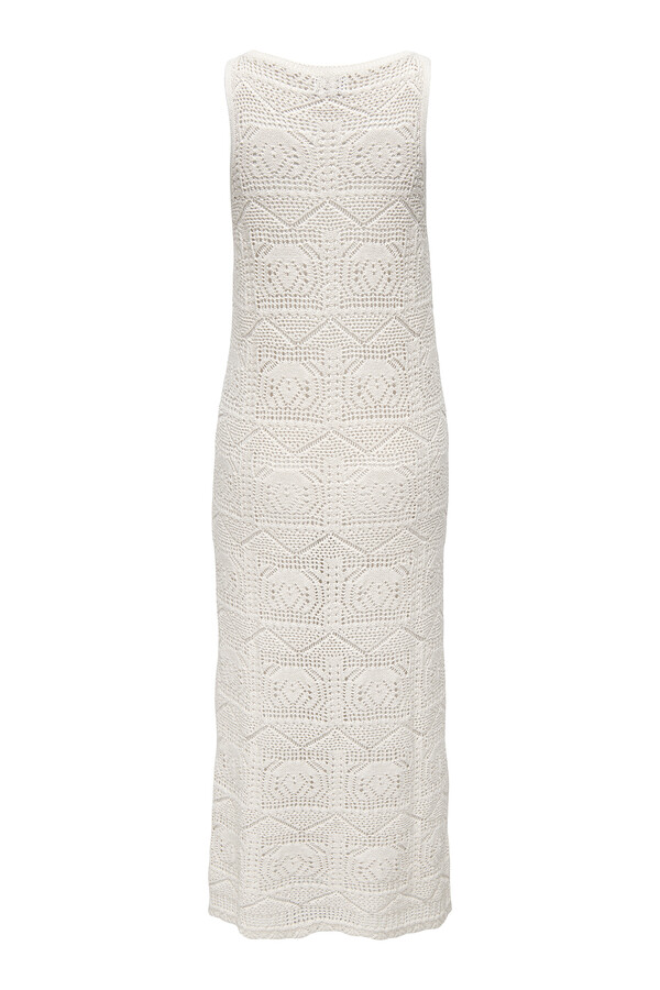 Only Vestido largo crochet natural