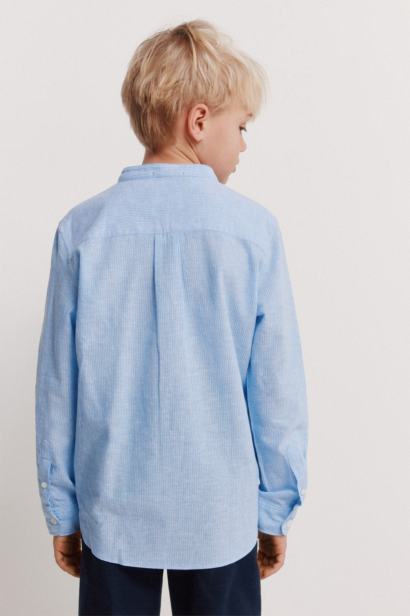 Springfield Kids Camisa cuello mao a rayas de lino para ni&ntilde;o azul