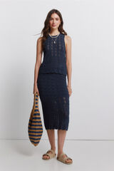 Springfield Falda de punto calado azul