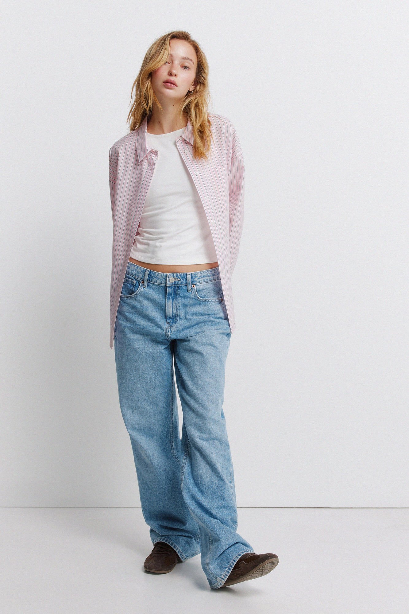 Springfield Camisa oversize de rayas rosa