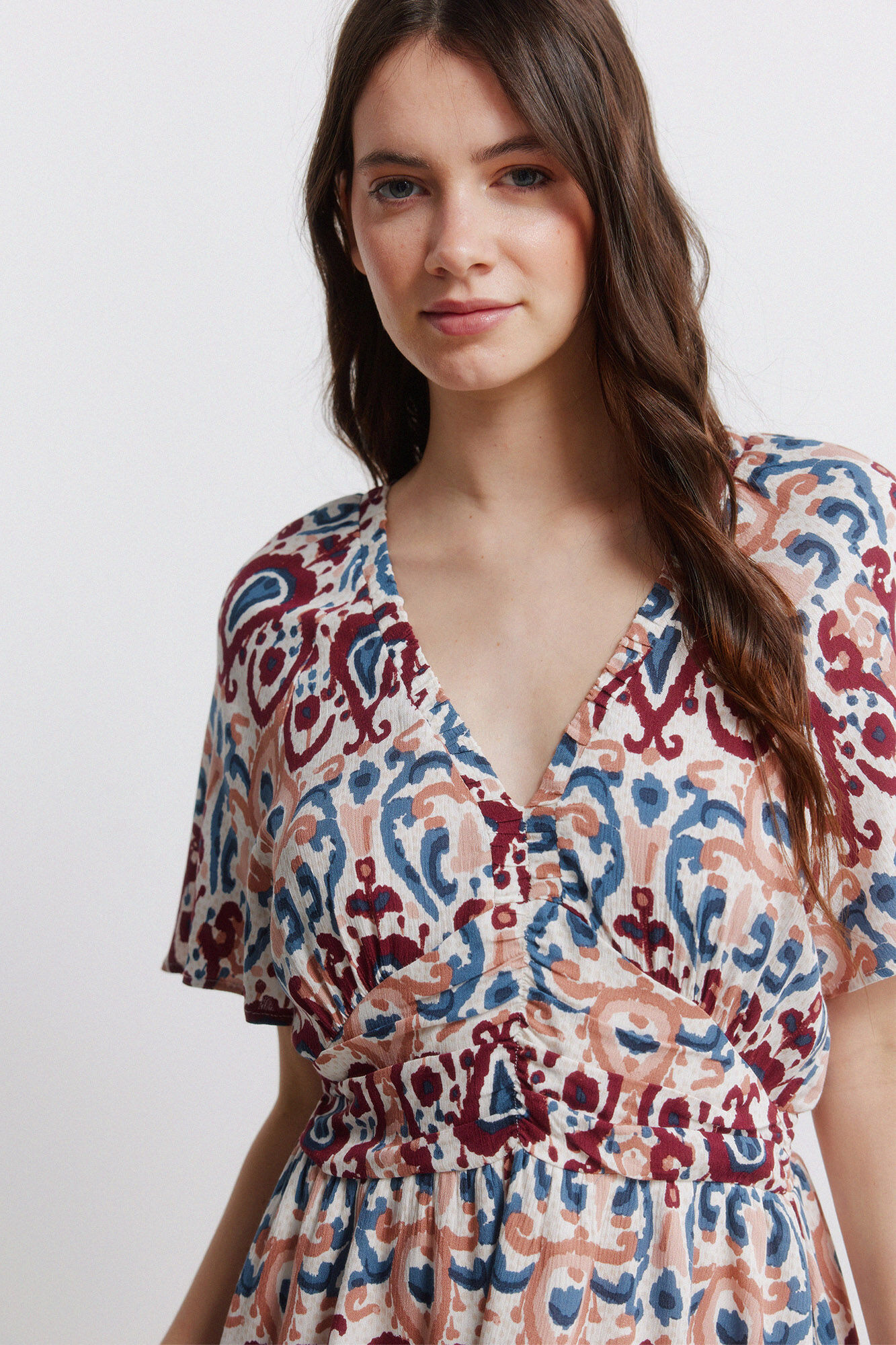 Springfield Vestido corto estampado beige