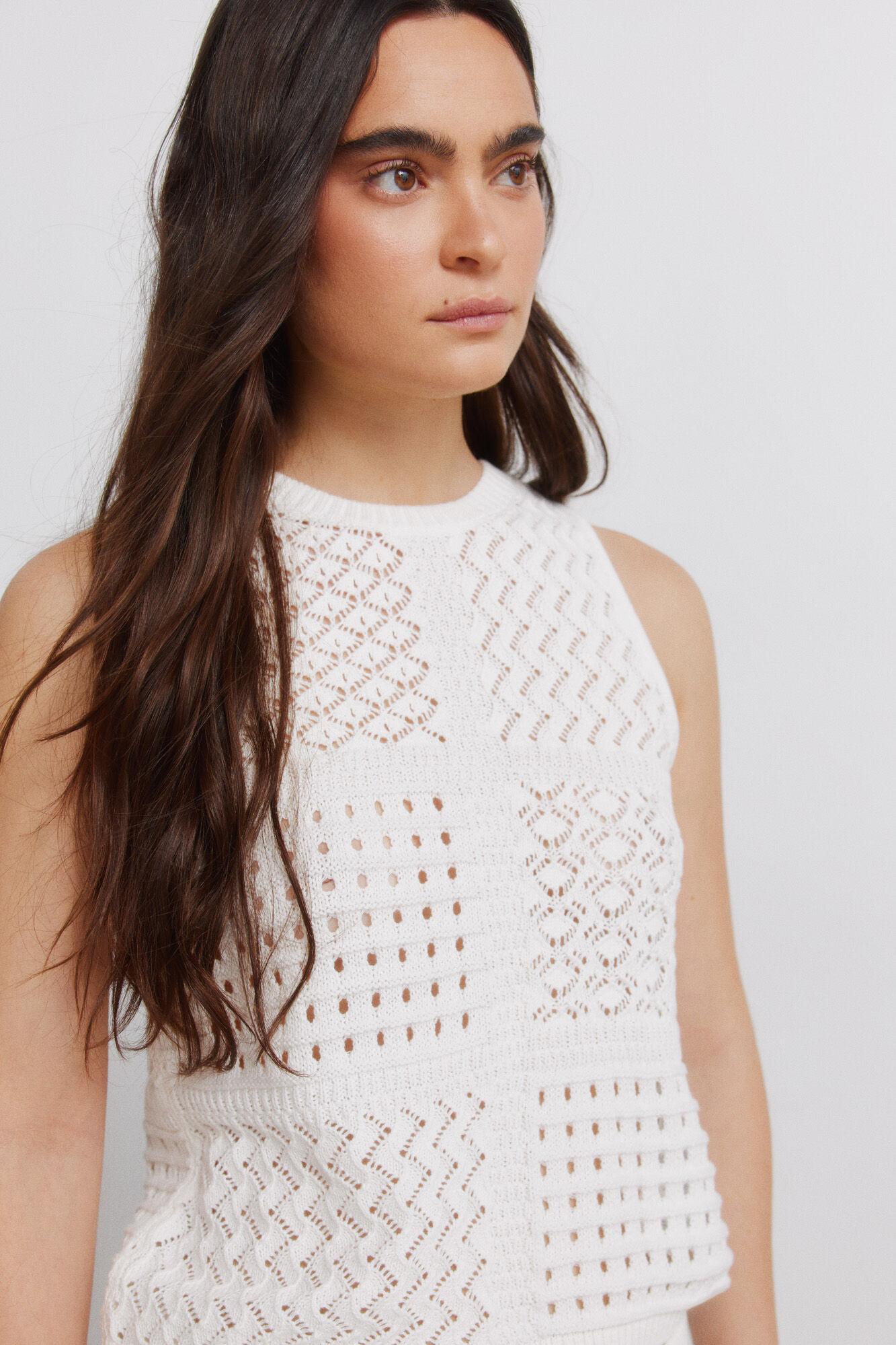 Springfield Top de punto calado beige