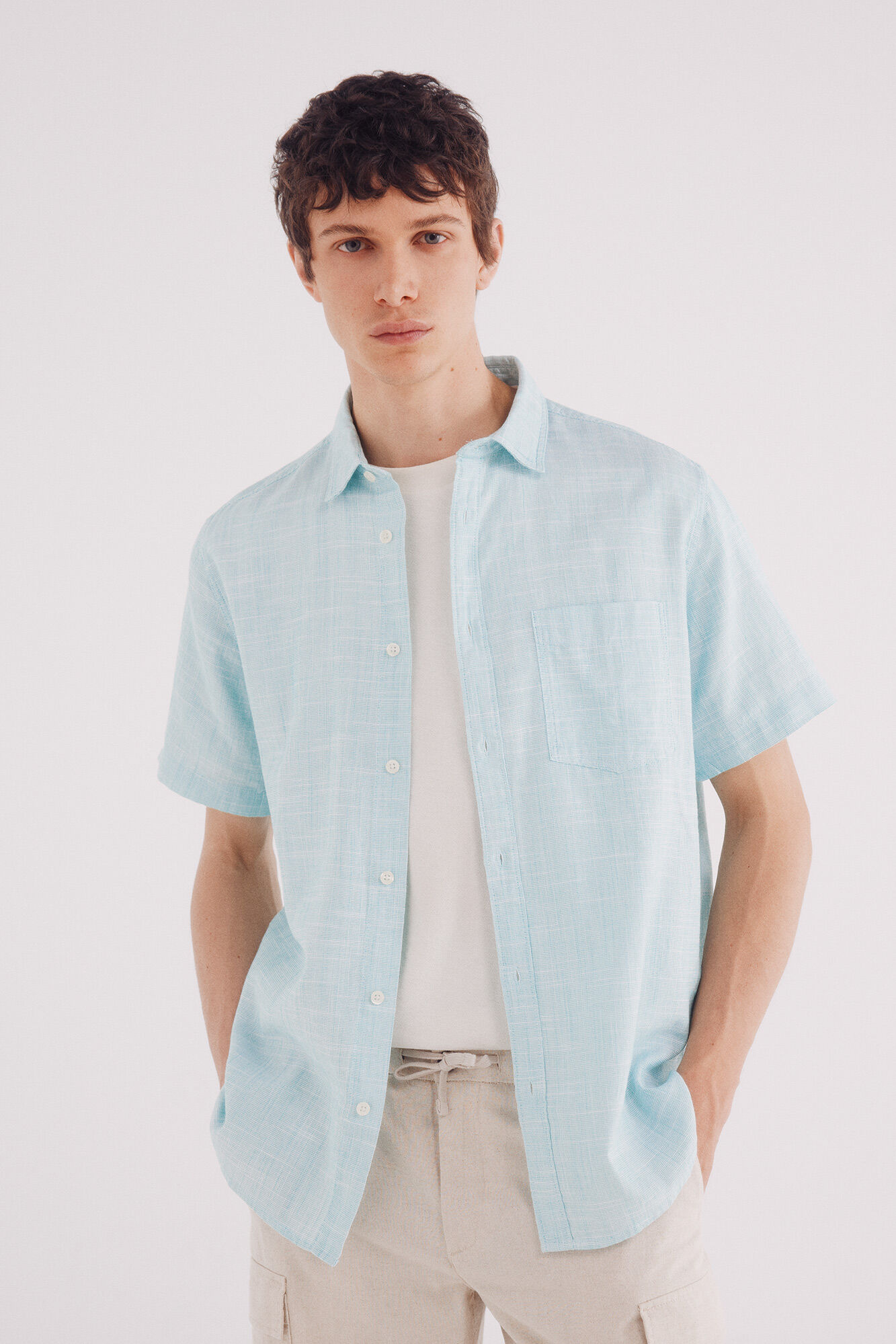 Springfield Camisa manga corta estructura bicolor