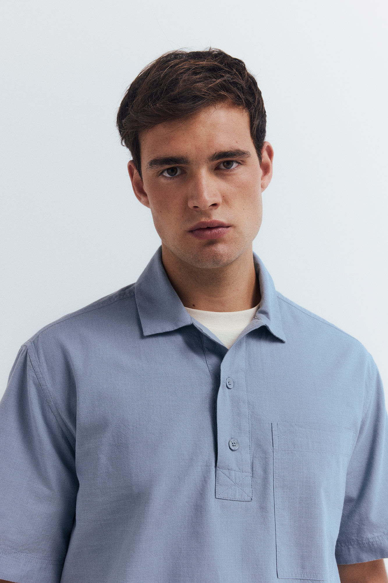 Springfield Camisa manga corta polera algod&oacute;n slub