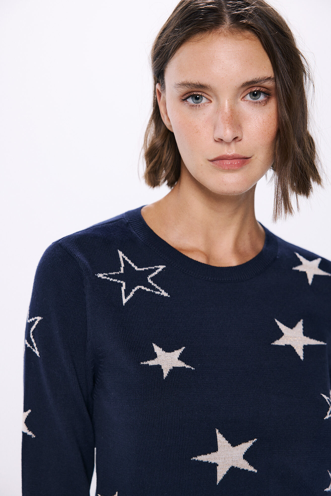 Springfield Su&eacute;ter estrellas lurex marino