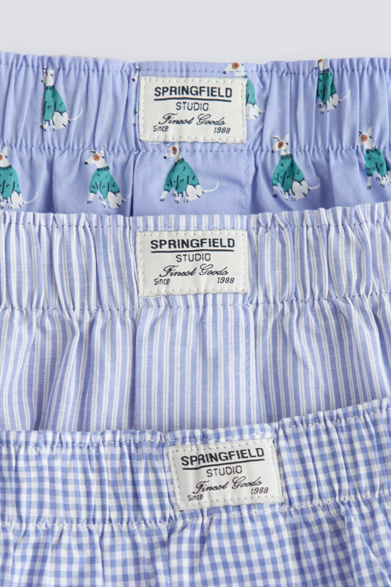 Springfield Pack de 3 calzones de popel&iacute;n estampados azul