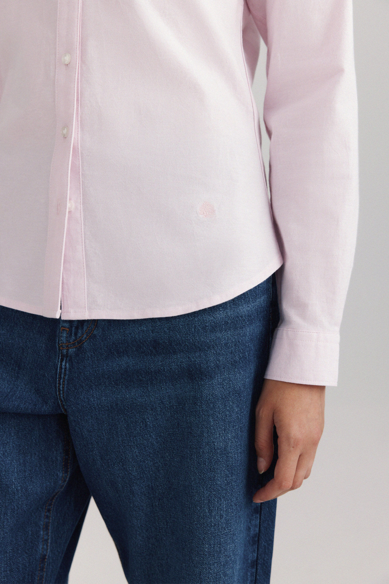 Springfield Camisa oxford semiabierta rosa