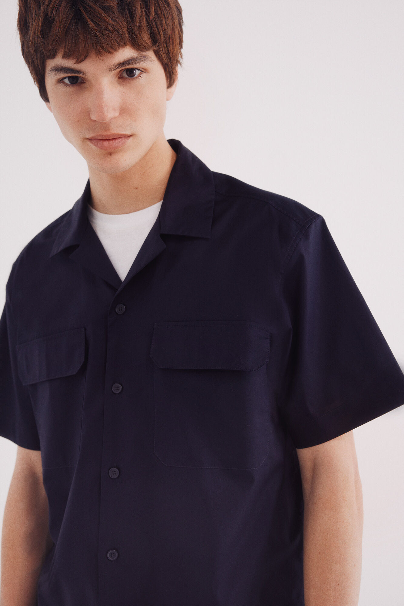 Springfield Camisa manga corta bowling popel&iacute;n bolsillo marino