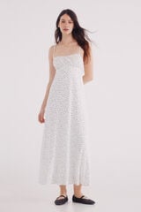 Springfield Vestido midi escote frunces estampado estampado