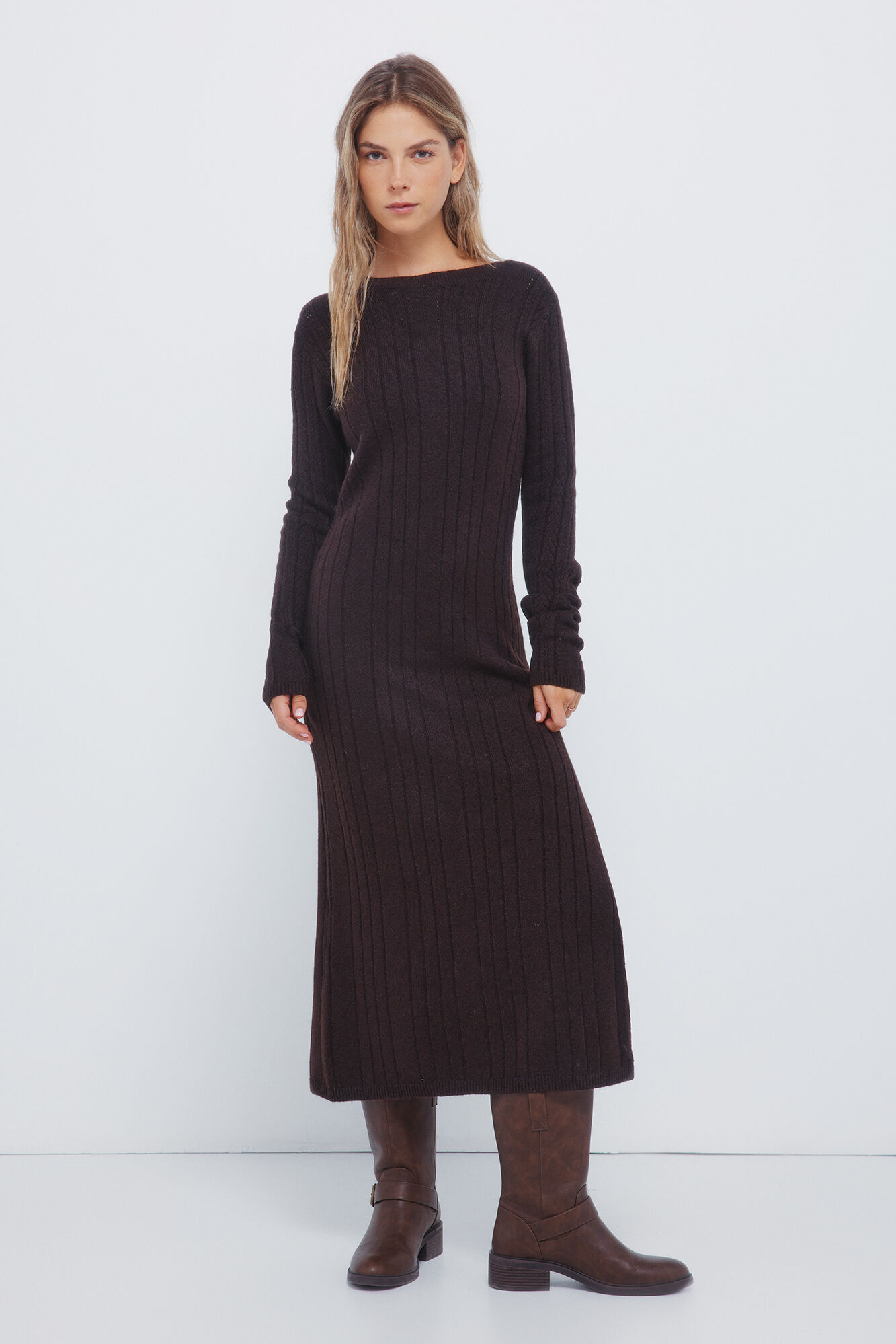 Springfield Vestido midi de tejido pointelle