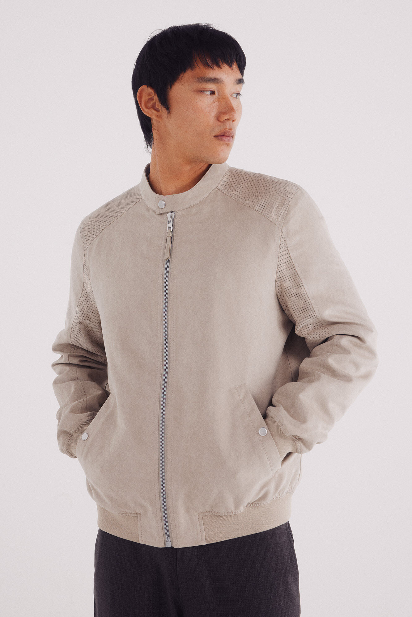 Springfield Chamarra efecto ante microperforados caf&eacute;