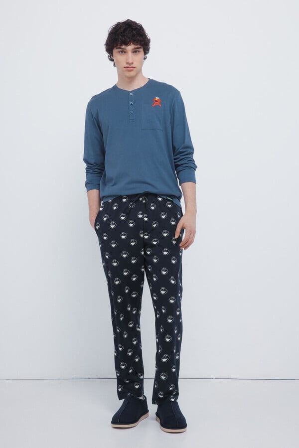 Springfield Pijama largo Plaza Sésamo azul