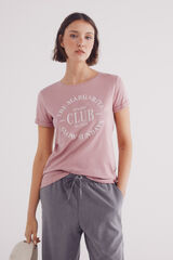 Springfield Playera rayas texto rosa