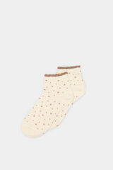 Springfield Calcetín corto puntos beige