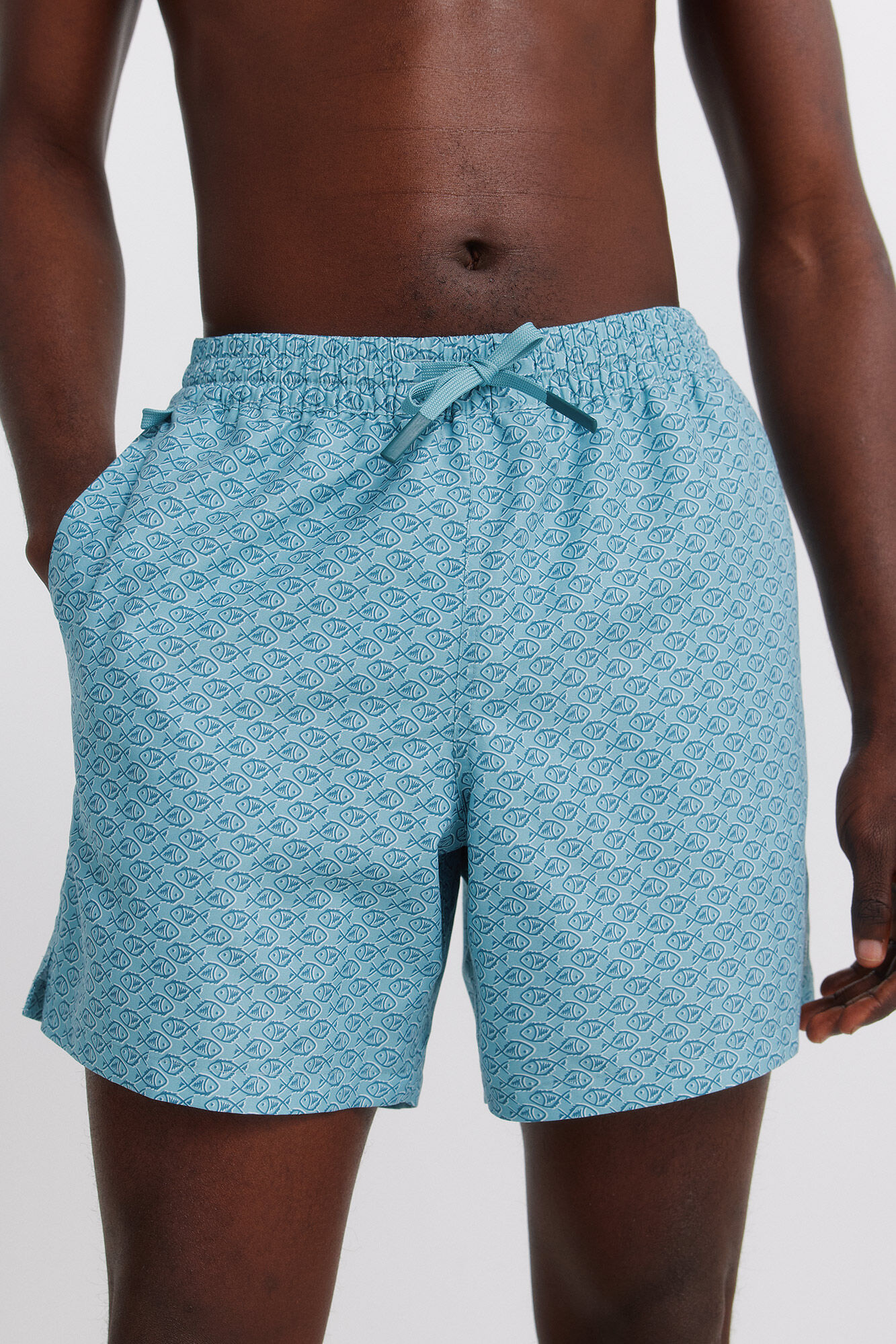 Springfield Traje de ba&ntilde;o estampado de peces azul