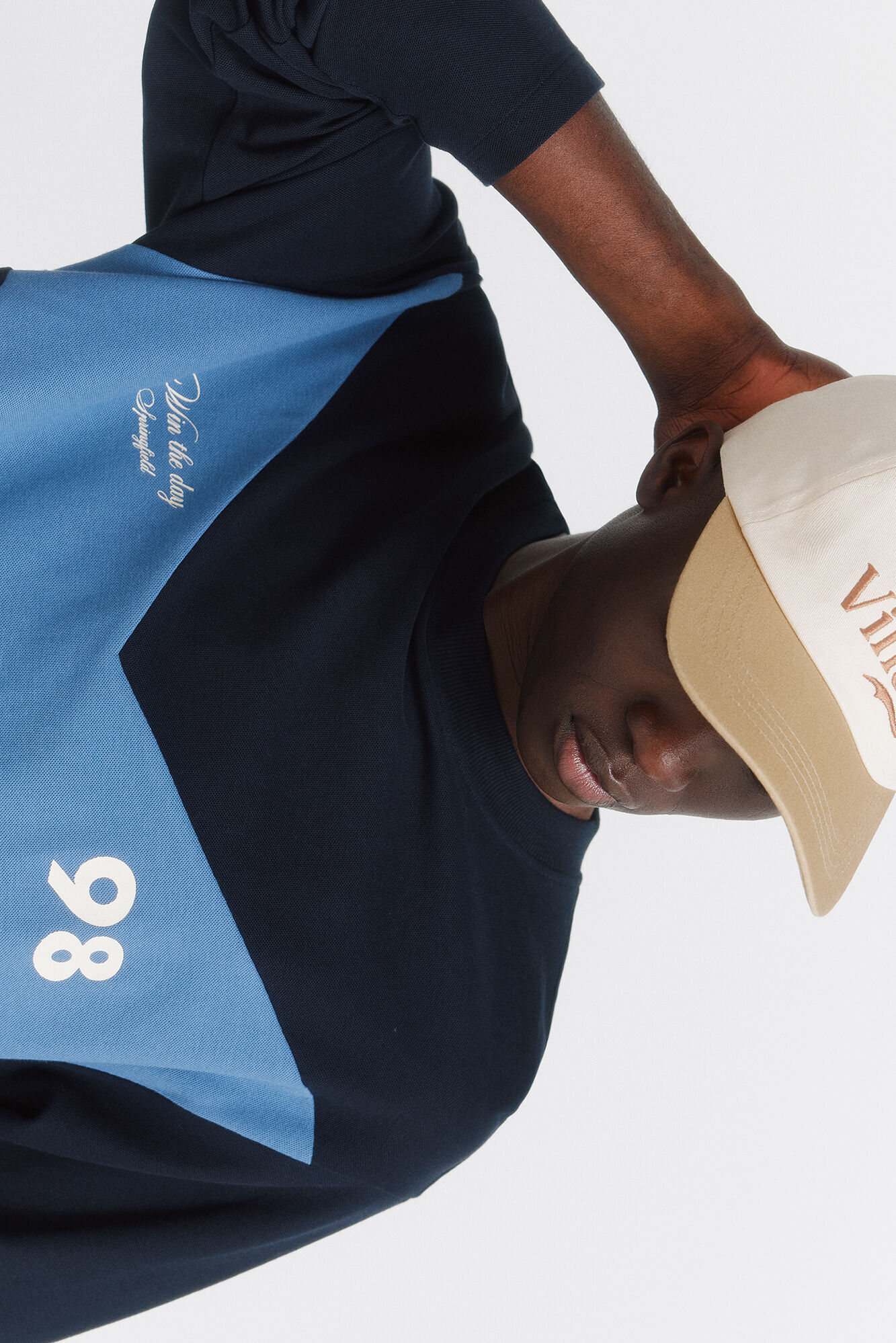 Springfield Playera manga larga de pique corte azul