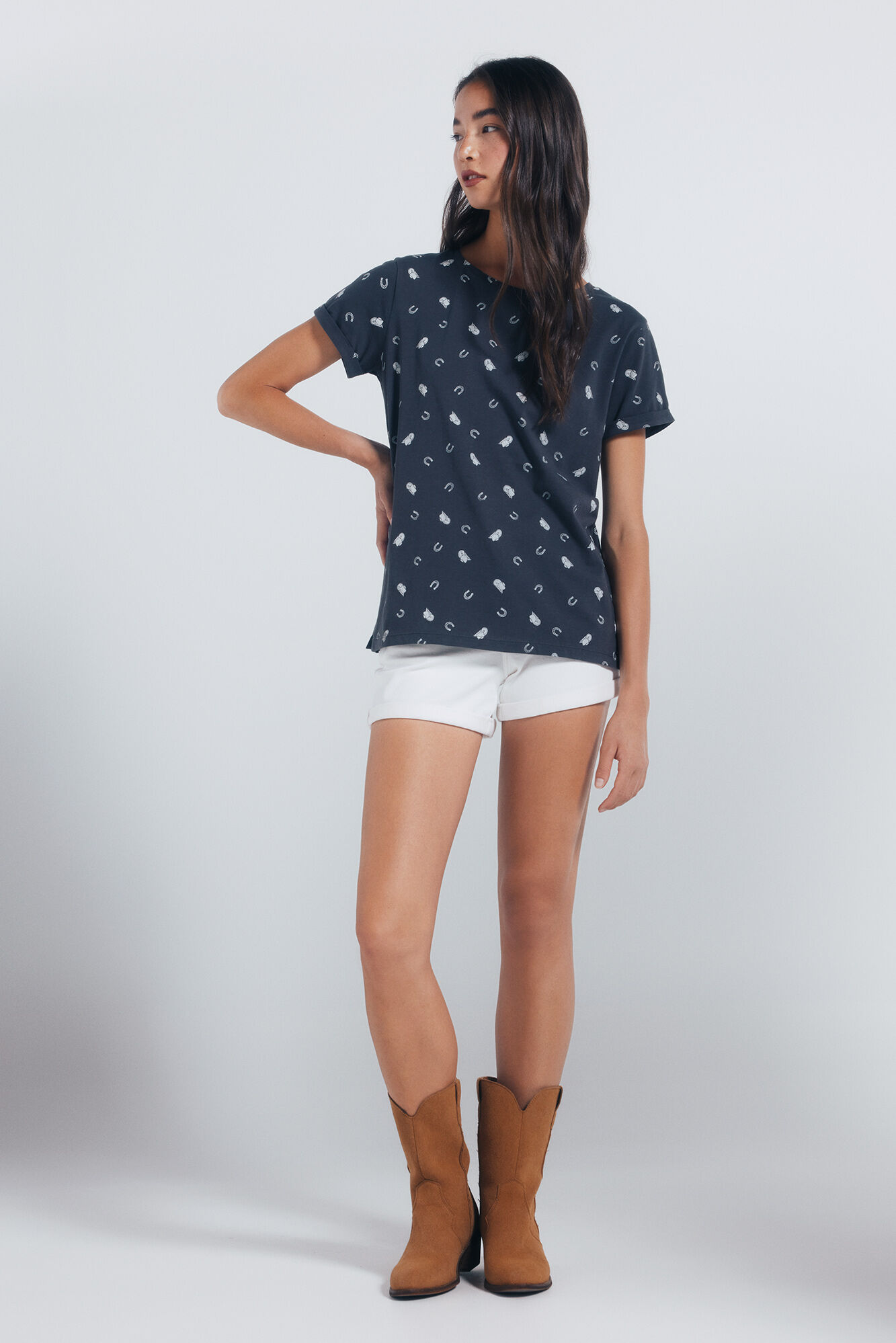 Springfield Playera estampada motivos peque&ntilde;os gris