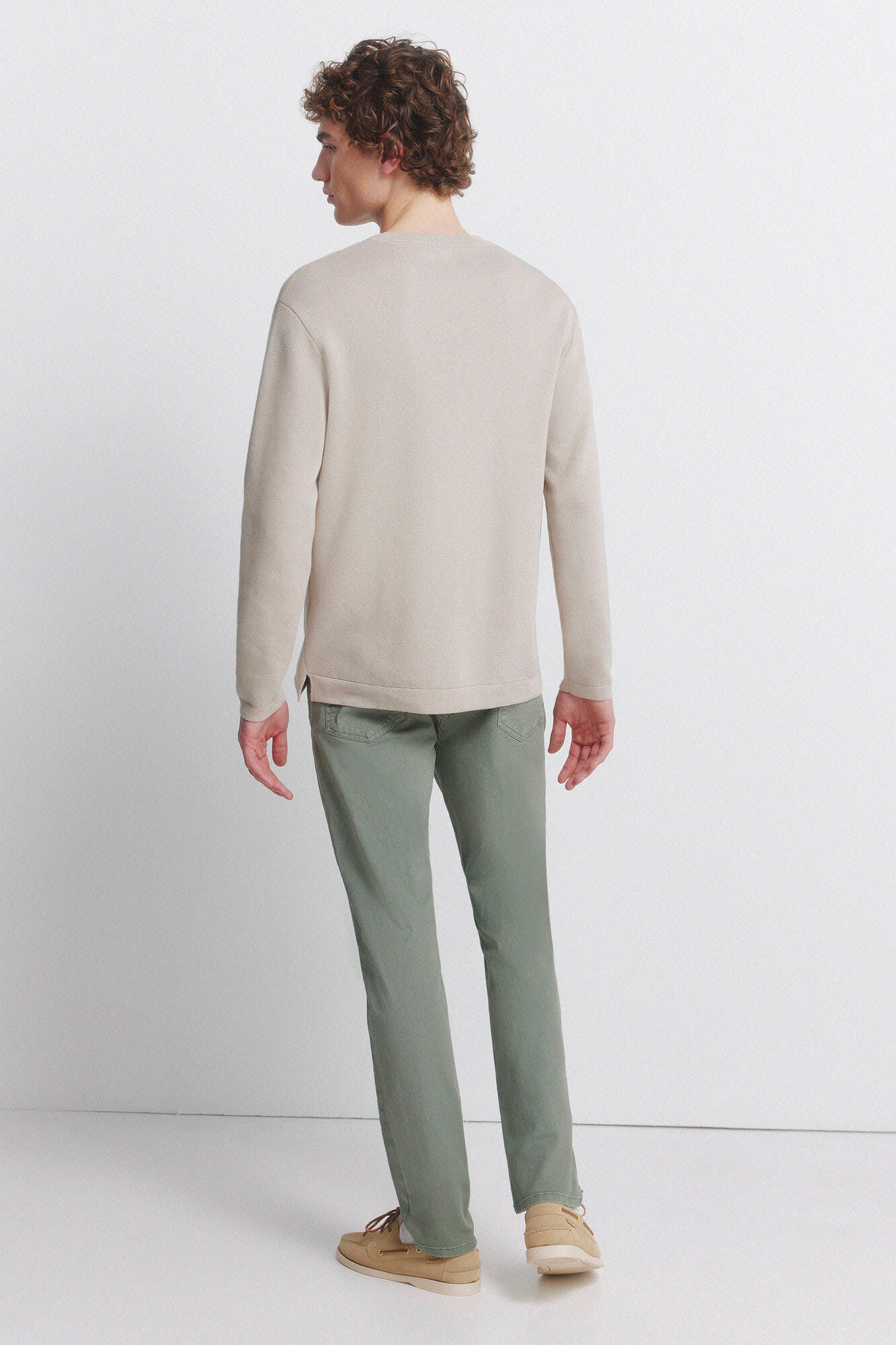 Springfield Pantal&oacute;n slim fit de 5 bolsillos lavado verde