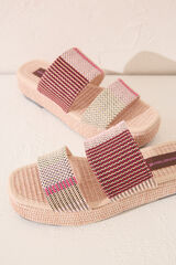 Women'secret Chanclas de plataforma de rafia multicolor blanco