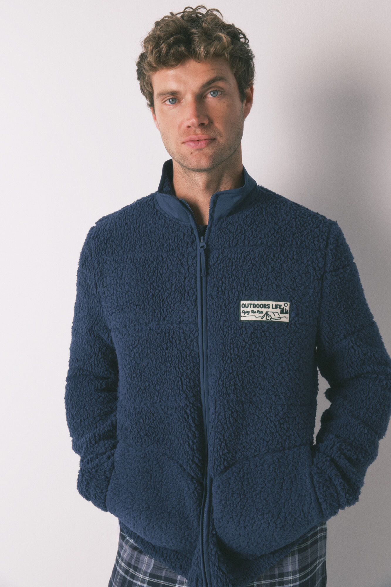 Women'secret Bata con media borrego azul azul