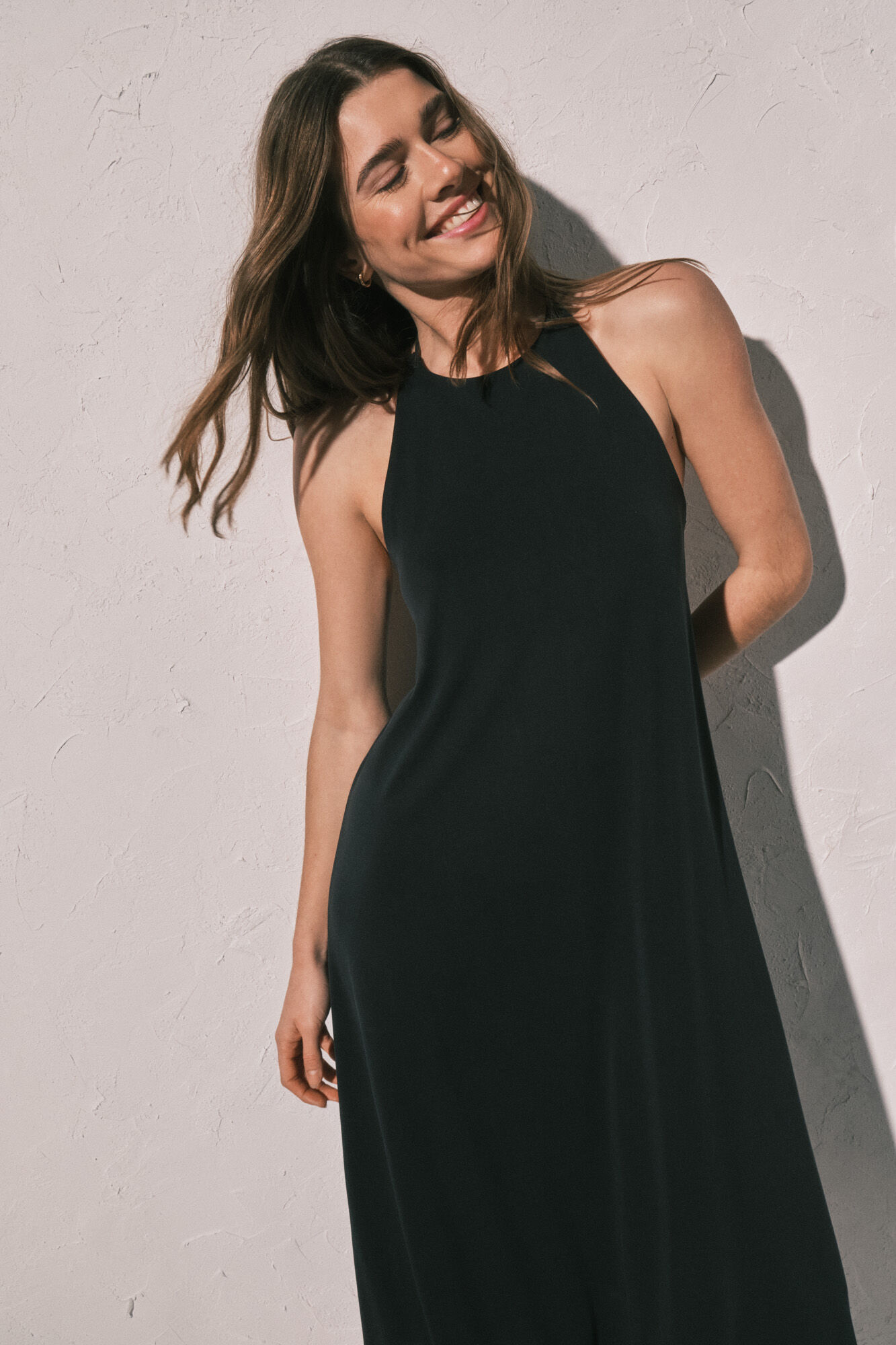 Women'secret Vestido largo fluido negro negro
