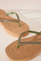 Womensecret Chanclas de plataforma con efecto rafia café