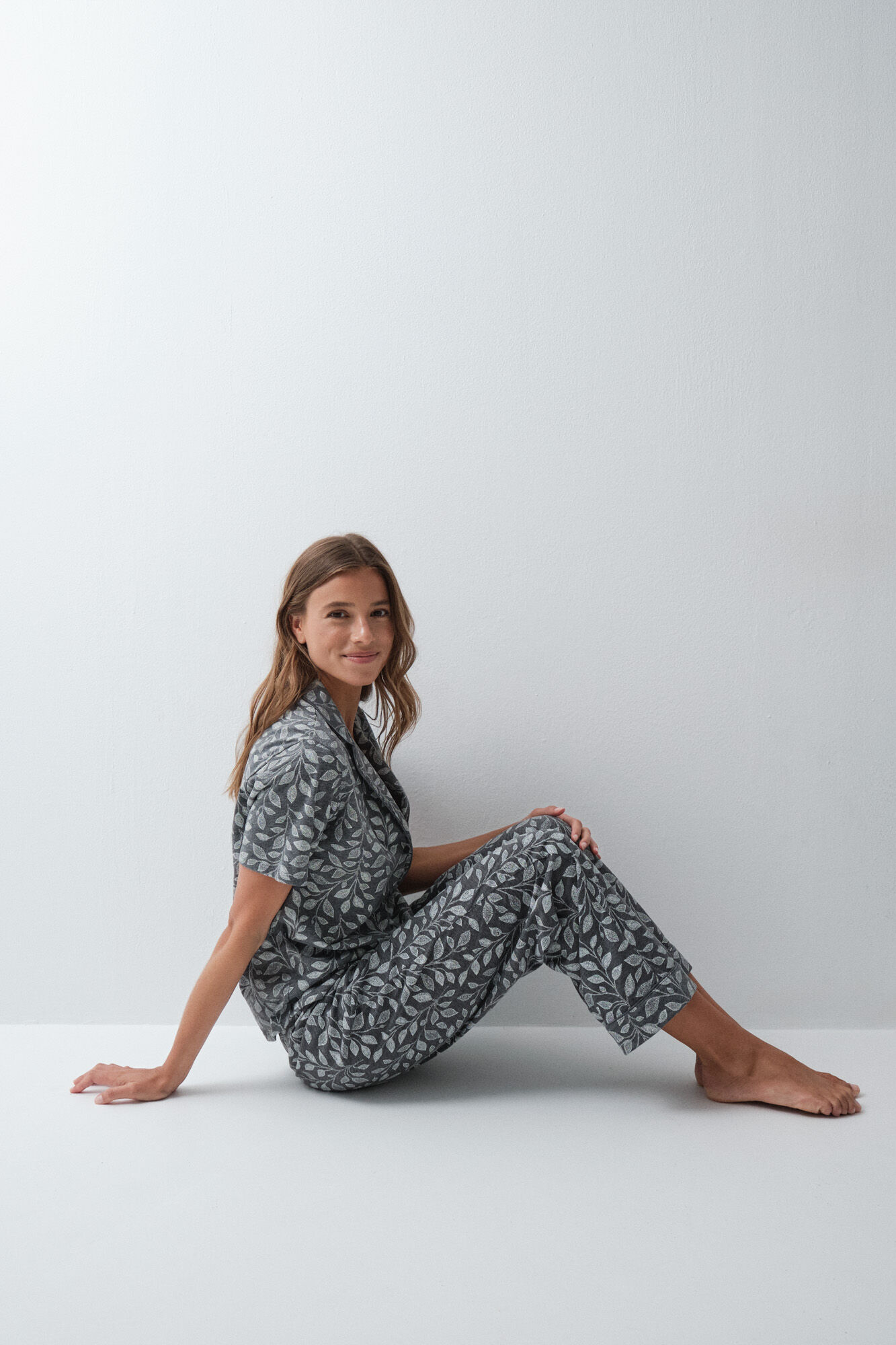 Women'secret Pijama larga camisera de hojas